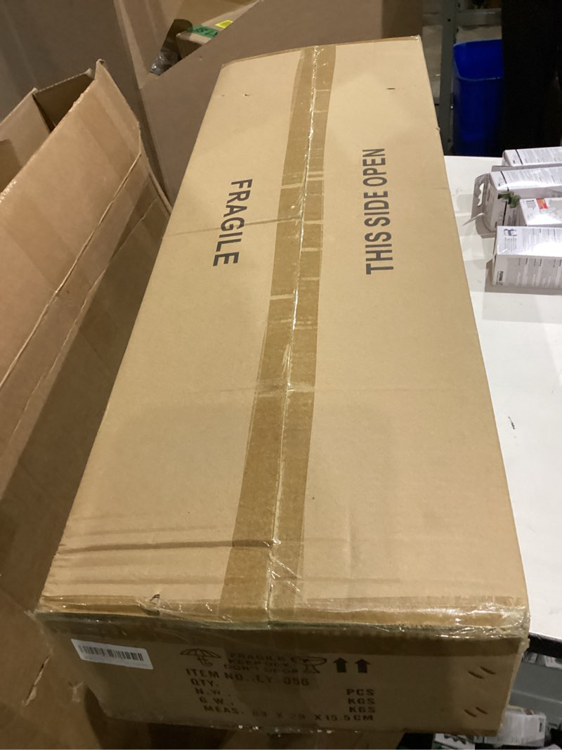 Condition photo showing New/Like New for 33.4" Modern Dining Room Chandelier, 4-Light Linear Chandelier with White Double Oval Linen Shade Large Hanging Pendant Light for Over Table Entryway Foyer Kitchen Island Light Fixture, E26