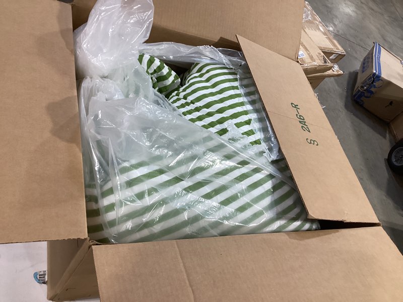 Condition photo showing As Is for striped comforter set  - green white stripes pattern bed set for all season,  lightweight bedding sets for all seasons 1 soft fluffy comforter white&green stripe