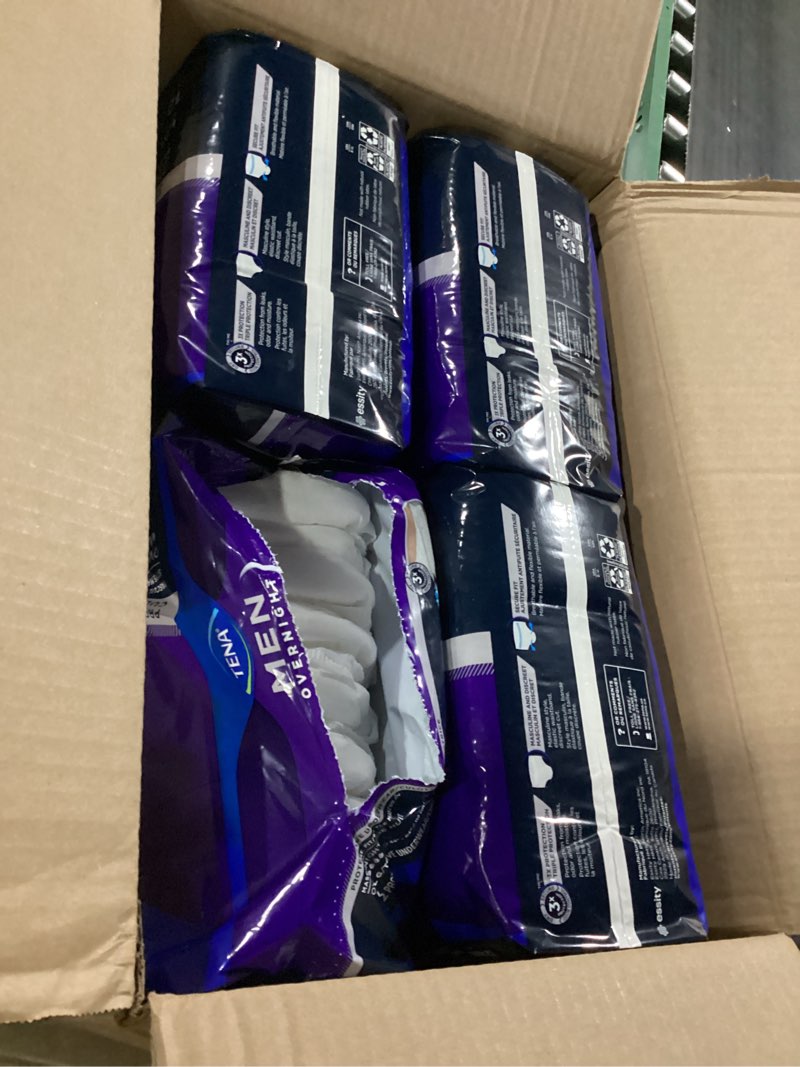 Condition photo showing Good Condition for TENA Men Overnight Extra Coverage Underwear for bladder control, Masculine, Discreet, L/XL, 48 Count (Waist size 44in-64in) Large/X-Large 48