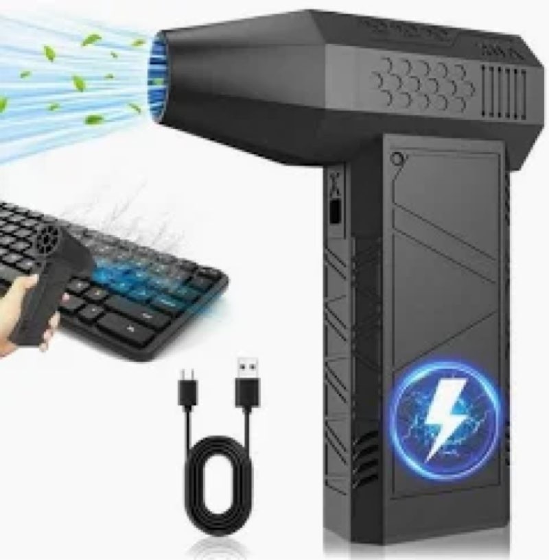 Compressed Air Duster, New Ultra-Powerful Electric Air Duster with LED Light, 3-Speed Adjustable, Re