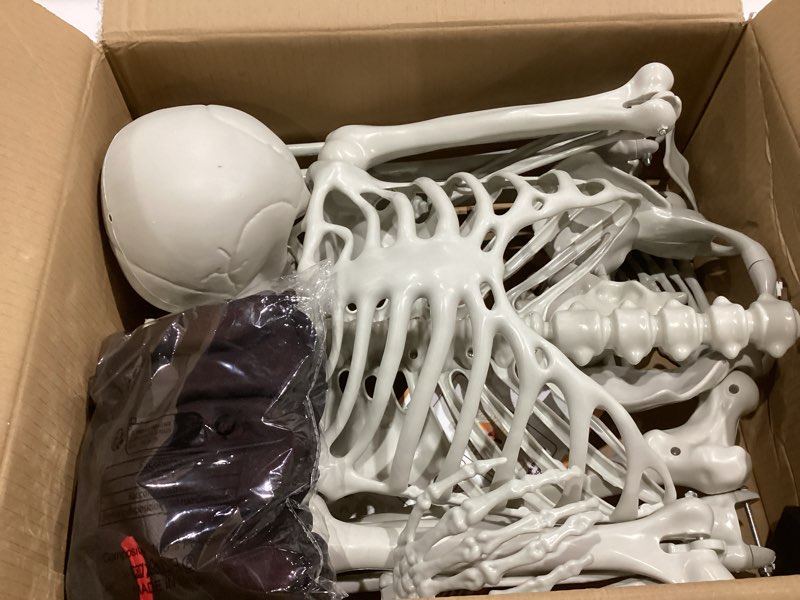 5.4FT Halloween Full Body Skeleton Decorations with Glowing Eyes, Life Size Skeleton with Movable Jo