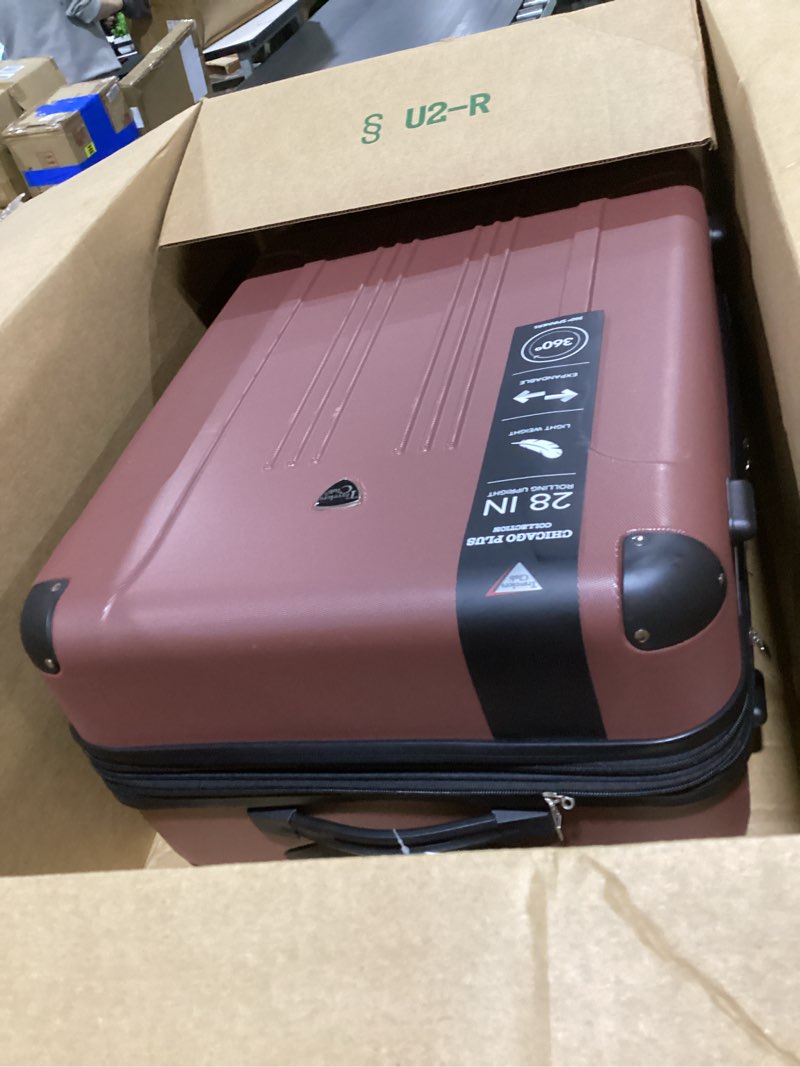 Condition photo showing New/Like New for travelers club chicago hardside expandable spinner luggage, apple butter, 5 piece set 5 piece set apple butter