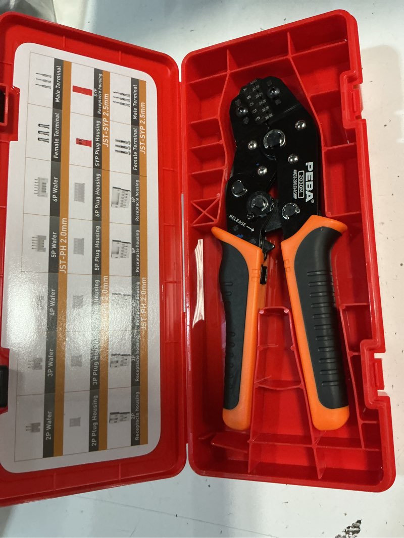 Condition photo showing Good Condition for peba crimping tool and jst connector kit - 21 types of 2.0 mm jst-ph 2/3/4/5/6-pin connectors & crimp pins, 2.5 mm jst-syp housings and contacts, for diy electronics - suitable for awg 32-20 wires 21 types 2.0–2.5mm - 1 tool
