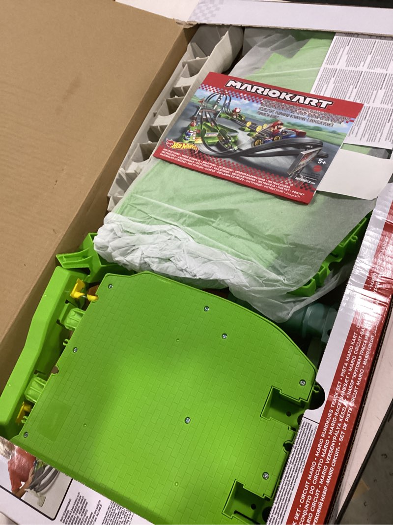 Condition photo showing Good Condition for Hot Wheels Mario Kart Circuit Track Set & 2 Toy Vehicles, Racing Playset Includes Booster, Plus Mario & Yoshi Karts (Amazon Exclusive) Mario Kart Track Set