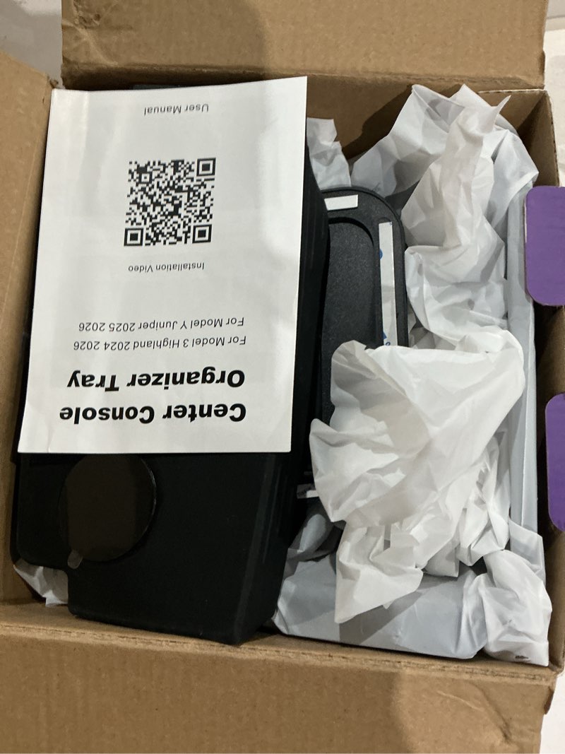 Condition photo showing As Is for center console organizer tray for tesla model y juniper accessories 2025 2026/for tesla model 3 highland accessories 2024 2025 2026 [slide smoothly/us patent] cup holder matte black