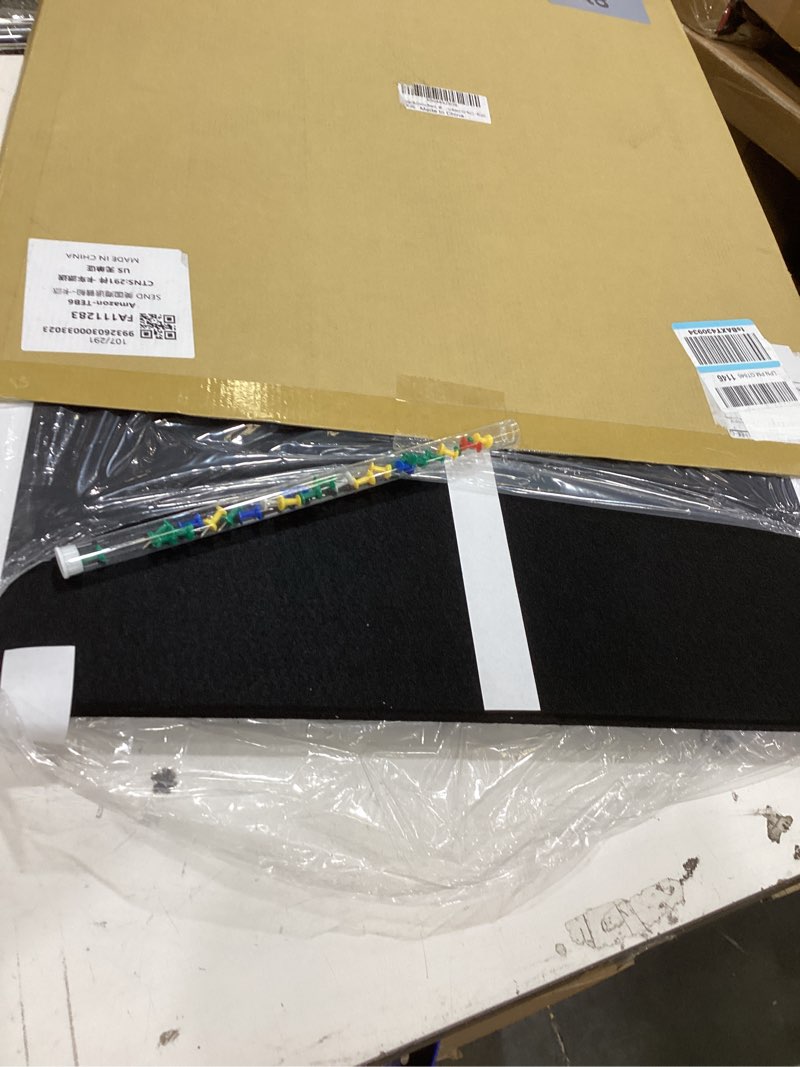 Condition photo showing Good Condition for large bulletin board, 48 x 36 inches felt board notice pin board, 4' x 3'cork board alternative for wall, self-adhesive vision board mood board foldable photo board with 30 pushpin (black) black 48 x 36inches