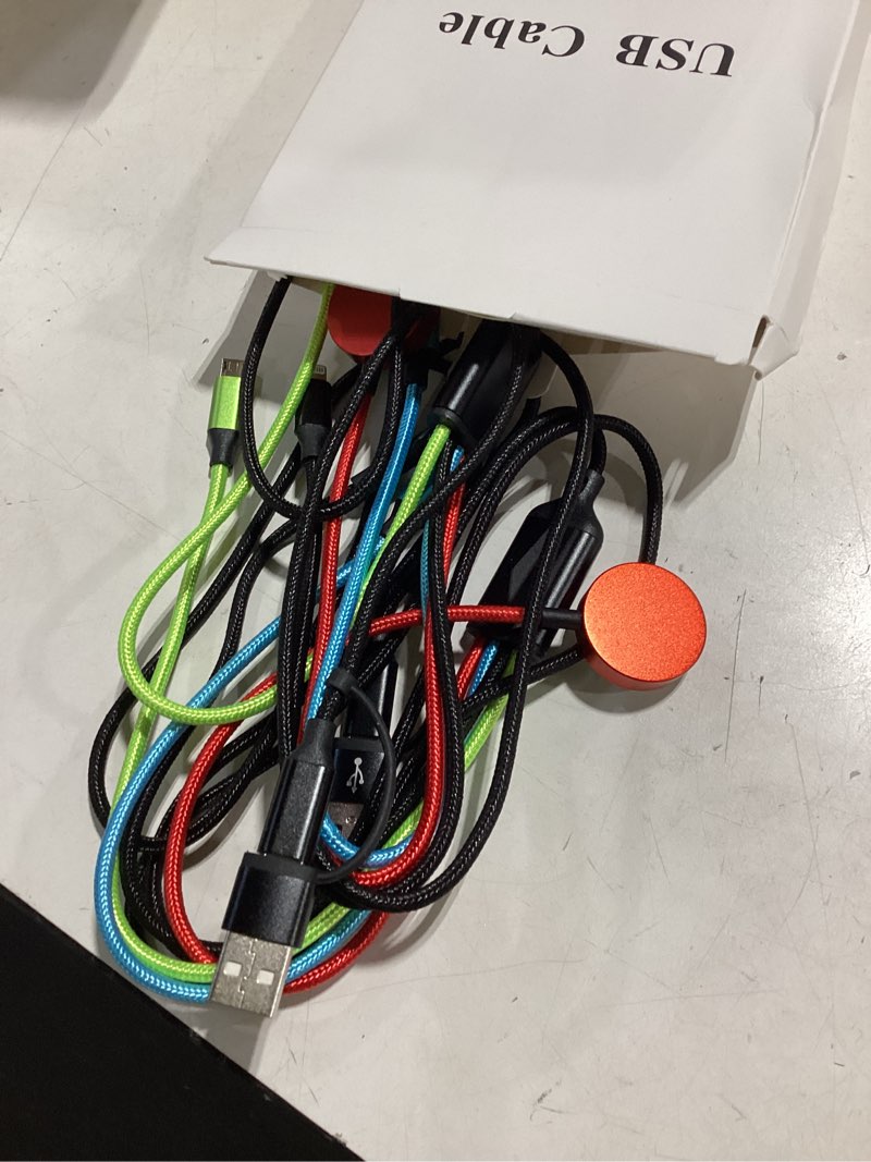 Condition photo showing Good Condition for travel essentials 4-in-2 multi charging cable with iwatch charger, 2pack 5ft nylon charging cords, usb c/usb a phone charger cord for iphone 17-5, ipad, galaxy s25-s21, cruise/car/home use 2pack-red_blue_black_green red iwatch charger