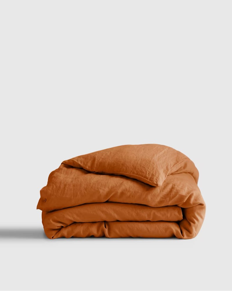 european linen duvet cover solid: terracotta size: king/cal king 