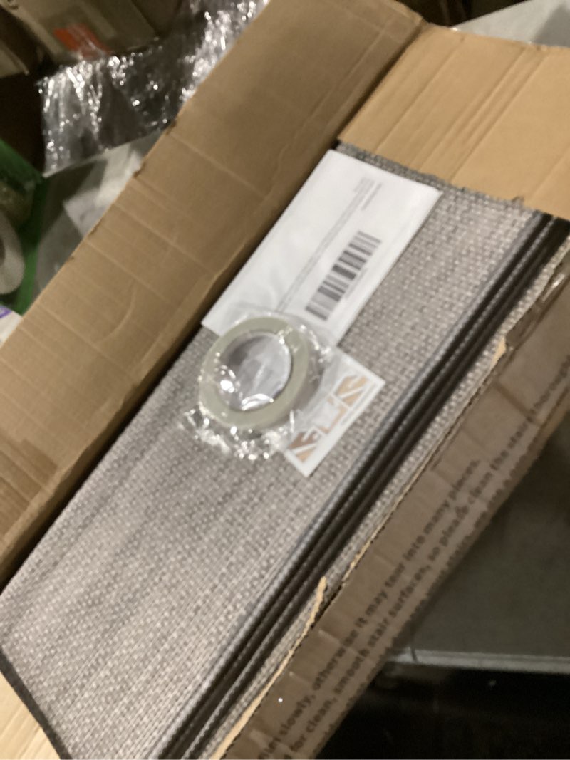 Condition photo showing Good Condition for bullnose carpet stair treads non slip for wooden steps indoor, 9.5" x 35" 14 pieces, extra wide bull nose carpet runners for wood stairs, step covers, stair tread rugs, washable, light grey 35" l x 9.5" w x 1.2" h light gray 14