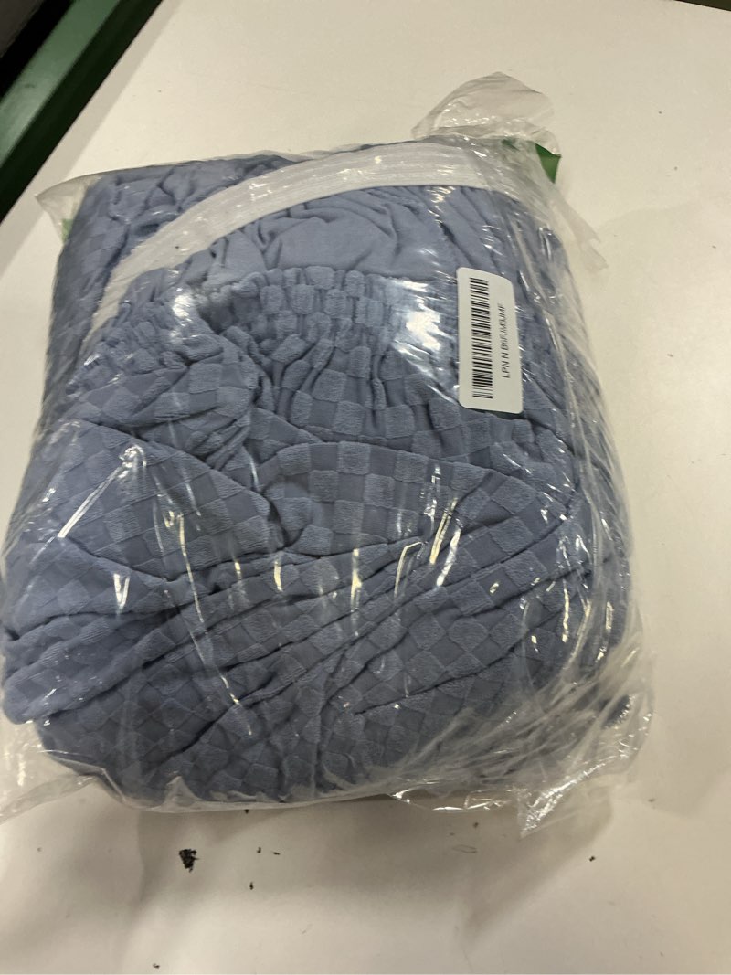 Condition photo showing Good Condition for yemyhom couch cover latest jacquard design high stretch sofa covers for 2 cushion couch, pet dog cat proof loveseat slipcover non slip magic elastic furniture protector (medium, light blue) medium (55"-69") dusty blue?see picture?
