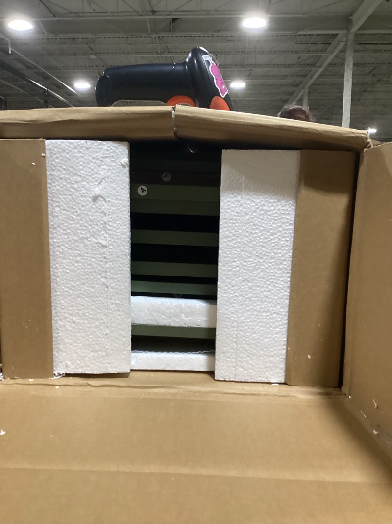 Condition photo showing New/Like New for vasagle floor storage cabinet, freestanding storage unit with 4 doors, adjustable shelves, 11.8 x 23.6 x 43.3 inches, for entryway, bathroom, forest green ubbc552c01 forest green 4 doors