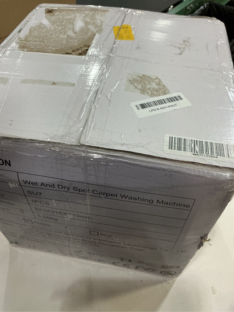 Condition photo showing As Is for Portable Carpet Cleaner & Upholstery Cleaner Machine - 21Kpa Carpet Cleaner Machine, Self-Cleaning, Deep Cleaner for Pet Stains, Cars, Couch, Rug, Furniture with Dual Brush, Large Tank, Purple