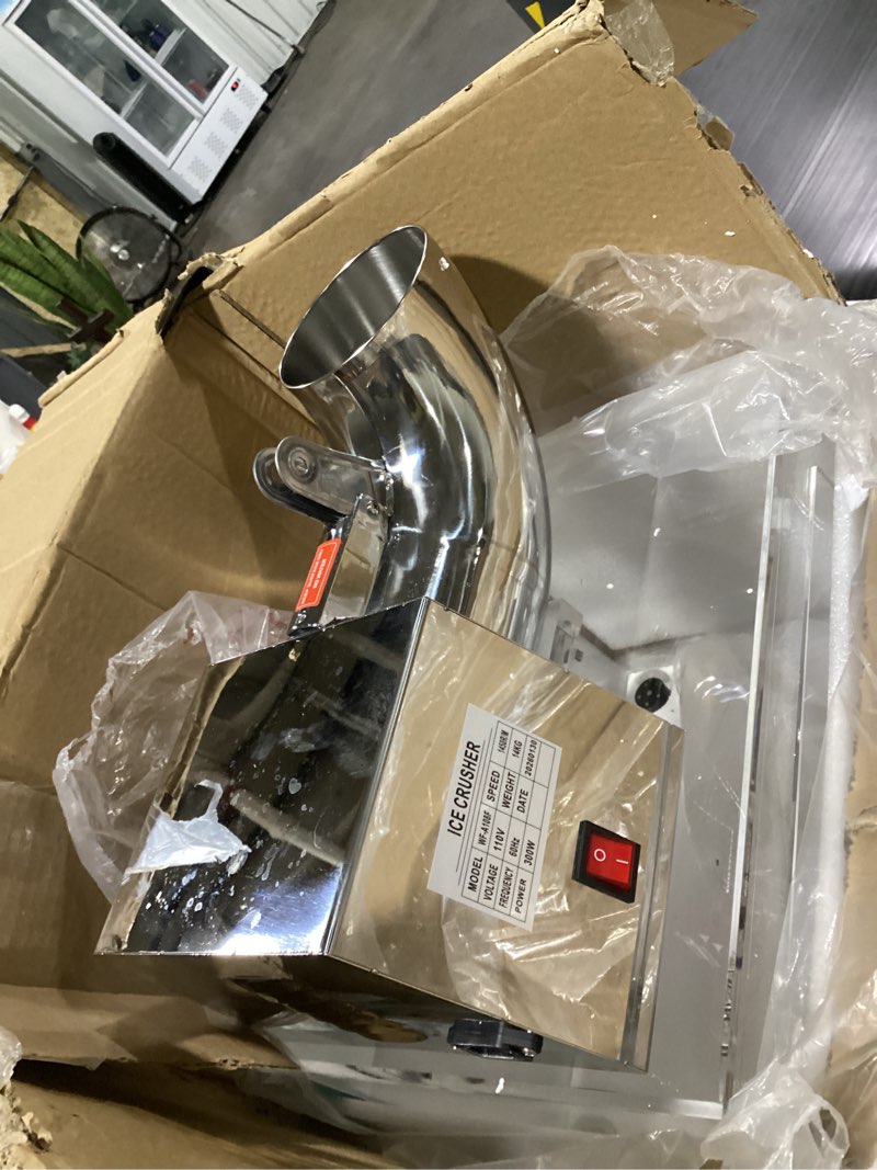 Condition photo showing New/Like New for snice snowflake machine shaved ice machine acrylic big storage box snow cone machines ss blades etl plug commercial smoothies ice crusher party use or business use ice shaver