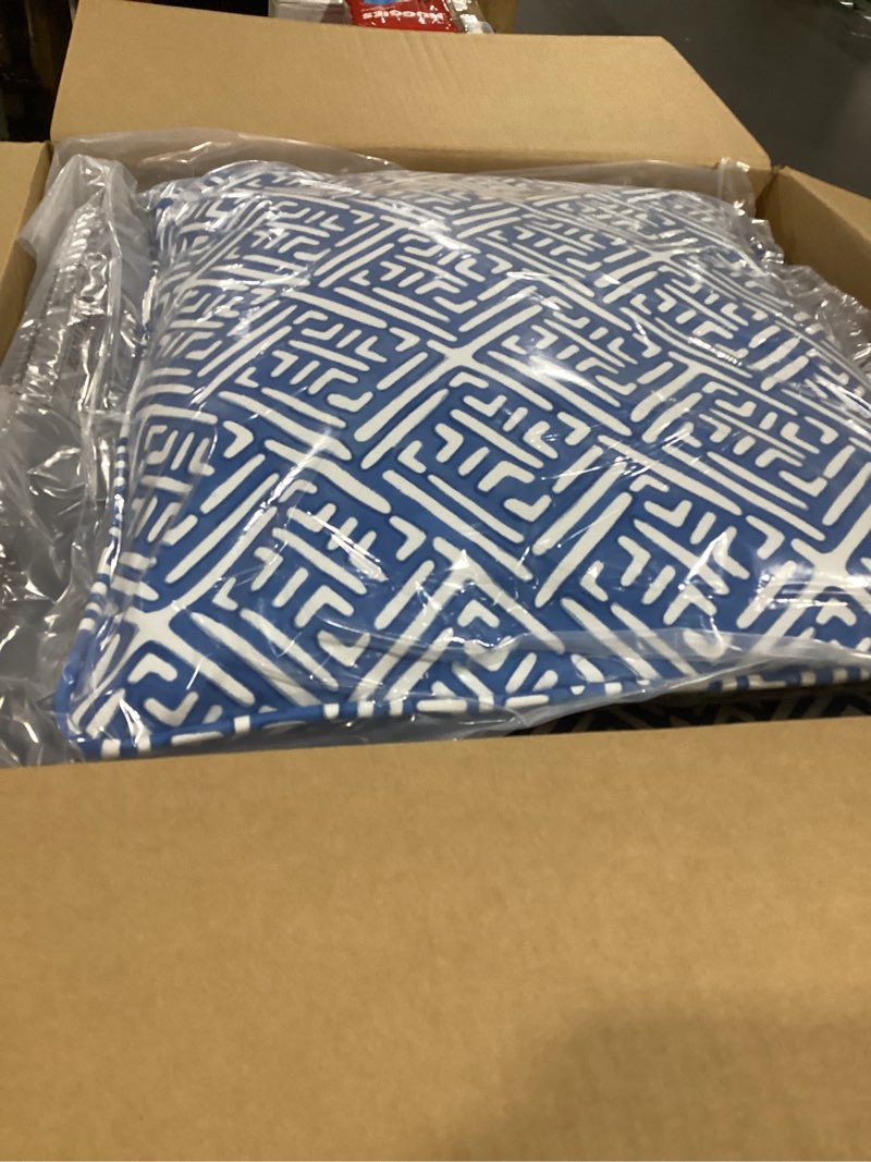 Condition photo showing Good Condition for arden outdoor deep seat cushion set (2-pack), 22 in x 24 in, weather-proof, rain-proof, fade resistant patio cushion for chair, sofa, and couch amalfi blue tile polyfill amalfi blue tile 2 pack