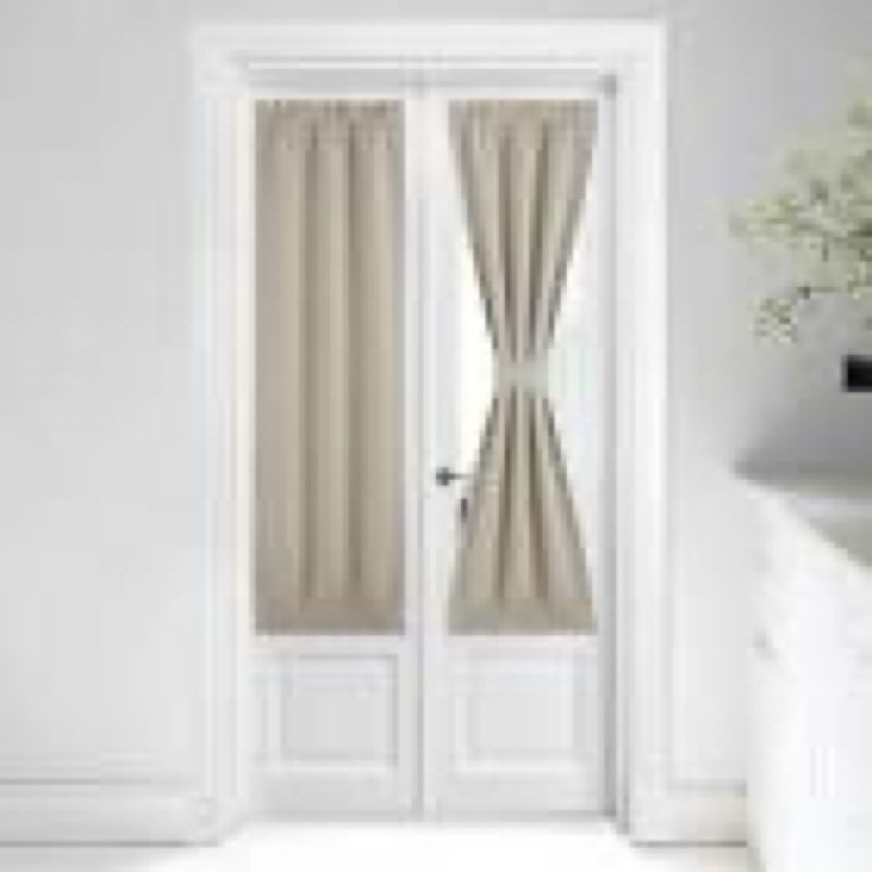 NICETOWN Natural Curtain Panel for French Door Kitchen Window Curtains Thermal Insulated Rod Pocket 