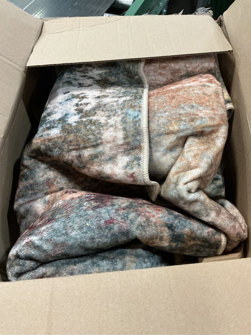 Condition photo showing As Is for Washable Area Rugs 5'x7' Non-Slip Modern Abstract Soft for Living Room Entryway Bedroom Nursery, Print Pattern, Brown Rust Red Green Blue Multi Rust Red/Green/Blue/Multi 5' x 7' (Rectangular)