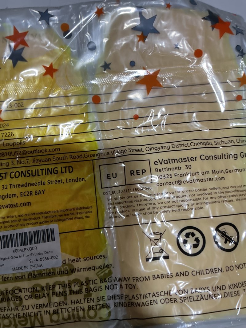 Condition photo showing Good Condition for Mega-L Glow in The Dark Party Supplies, 2 Pack Neon Party Decorations Fluorescent Macaron Yellow Wavy Metallic Tinsel Foil Fringe Table Skirts, Perfect Table Decors for Glow Birthday New Year Decor