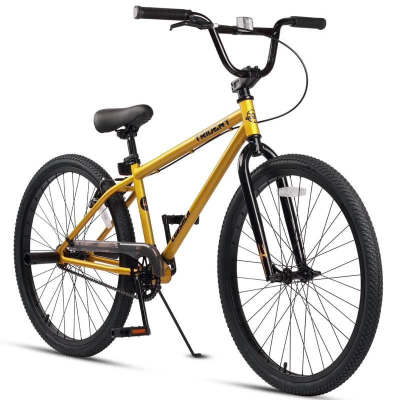cubsala 26 Inch BMX Race Bike Trident Bicycles Beginner-Level to Advanced Riders with 2 Pegs Trick Cycling and Professional BMX Riding, Gold
