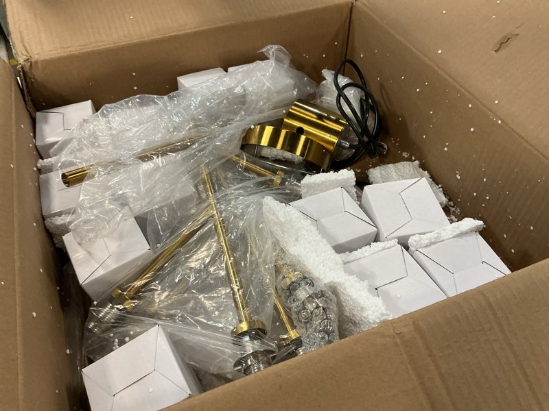 Condition photo showing As Is for gold dining room chandelier,crystal modern chandeliers, 12 lights sputnik kitchen dining room light fixture(36"