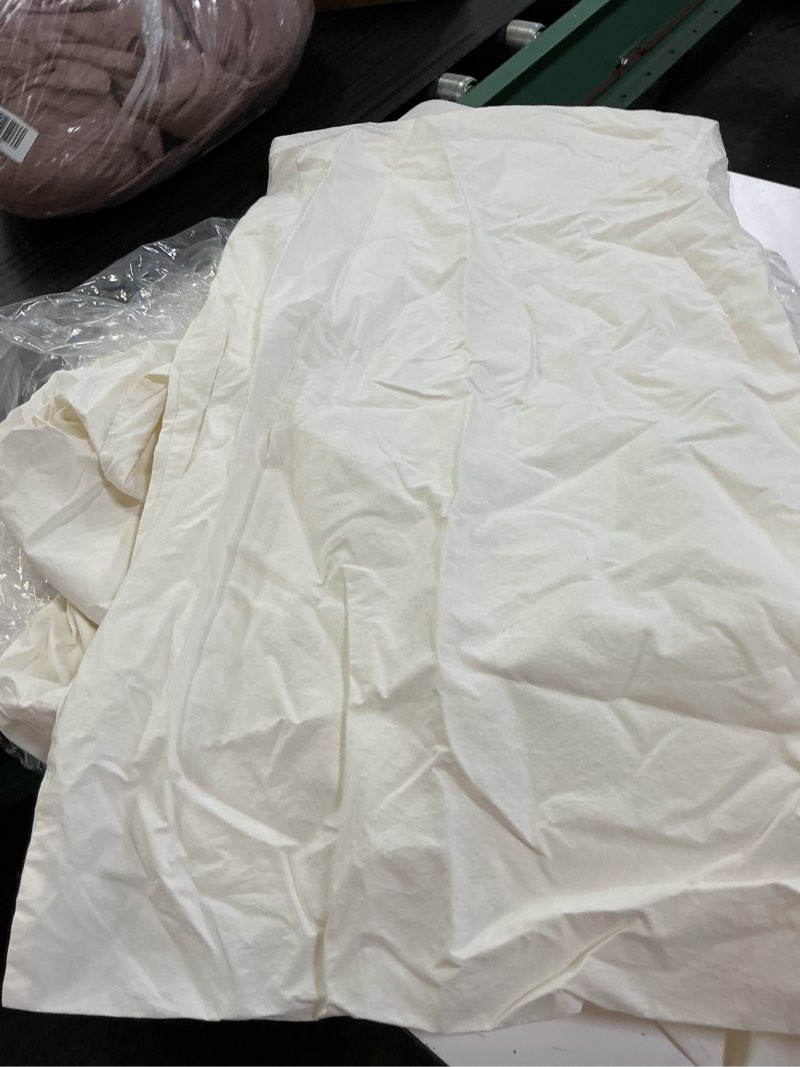 Condition photo showing As Is for organic brushed cotton sheet set, ivory, king