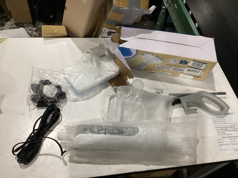 Condition photo showing As Is for (missing parts)steam mop all-in-one multi-functional powerful steam cleaner, handheld detachable floor steamer with 2 steam level, 380ml water tank & 23ft power cord for whole home use