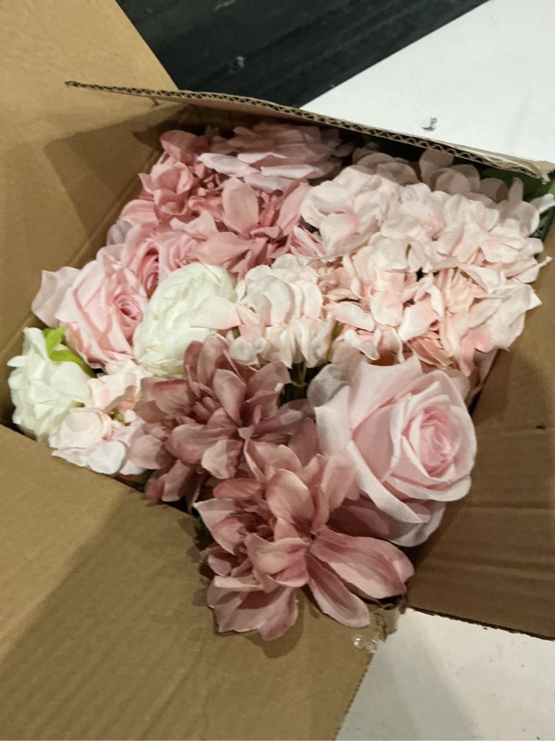 Condition photo showing Good Condition for 80pcs artificial flowers combo set, fake silk flowers decor with stems for diy roses wedding party centerpieces bridal bouquets cake decorations arrangements indoor outdoor(blush pink)
