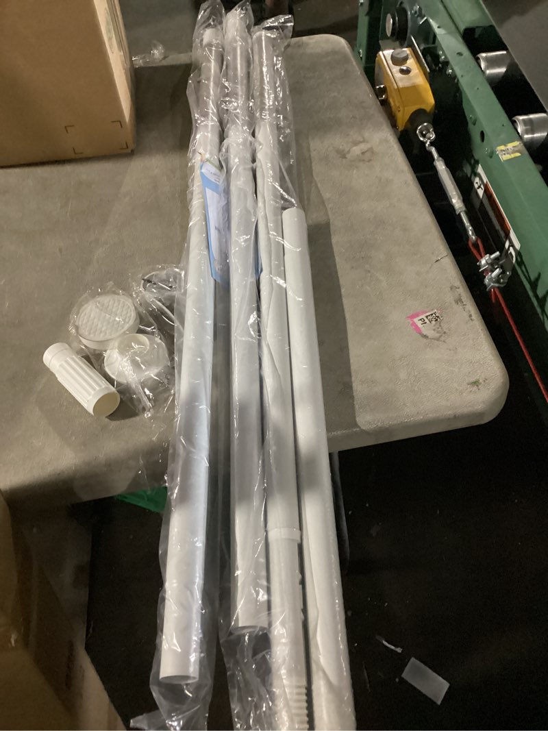 Condition photo showing As Is for tension curtain rod 41-157in-55lb outdoor extra long curtain rod no drilling for window or bathroom patio, adjustable heavy duty shower curtain rod, easy to install, never rust, non-slip-white white 41''-157''