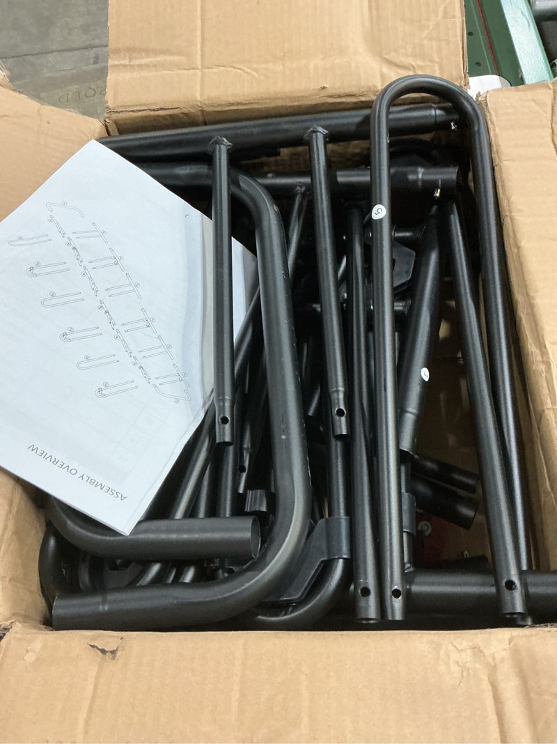 Condition photo showing Good Condition for mr ironstone floor bike rack for garage, indoor/outdoor storage stand, bicycle parking rack for mountain, road and kids bikes (black, 5-slot) 5 slots