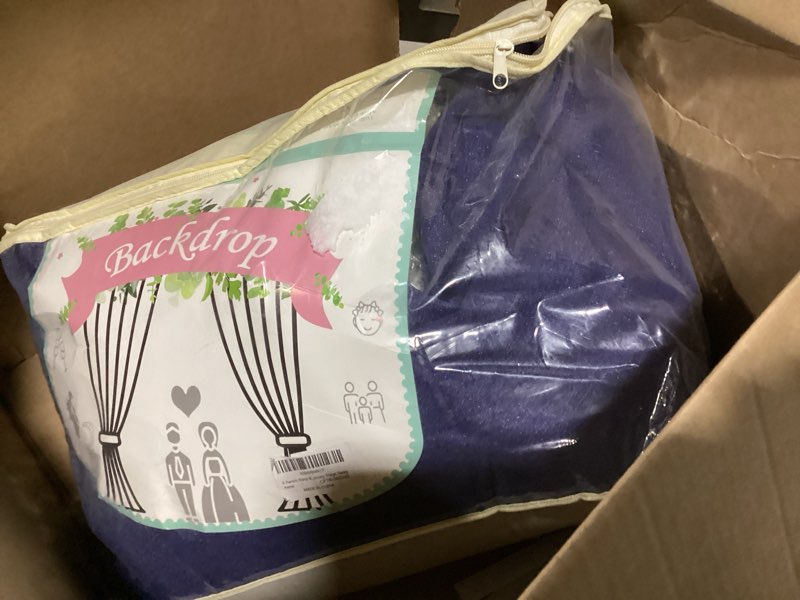 Condition photo showing New/Like New for 6 Panels Navy Blue Ceiling Drapes with Lights for Weddings Ceiling Drapes 5ftx30ft Wedding Draping Fabric Sheer Curtains Tulle Drapery Wedding Decorations for Home Party Ceremony Stage Swag 60"W x 360"L (Pack of 6) Navy Blue