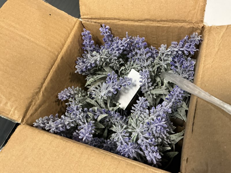 Condition photo showing Good Condition for mainstays 8.5-inch indoor purple lavender artificial flower in plastic pot. (pack of 4) 