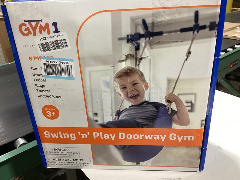 Condition photo showing Good Condition for Gym1 6-Piece Doorway Gym Indoor Playground - 6-Piece, Blue - Indoor Playset with Sensory Swing, Pull-Up Bar & Rings, Trapeze, Ladder & Knotted Rope 6 Piece