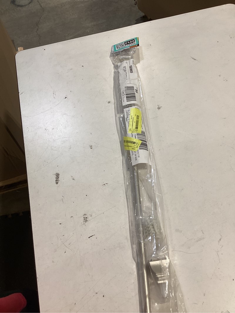 Condition photo showing As Is for mainstays 1" nickel square adjustable single curtain rod set, 30-84" 