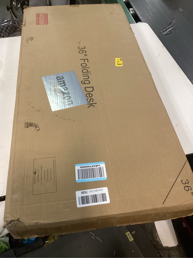 Condition photo showing Good Condition for Frylr Small Folding Computer Desk – 35.8 Inch Portable Table for Craft and Study, Lightweight Desk for Small Spaces, Foldable Laptop Table Built-in AC/USB Outlets for Convenience, Dark Oak 35.8 x 15.7 Inch With Power Outlets Dark Oak