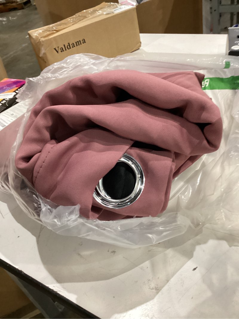 Condition photo showing As Is for nicetown dusty pink  curtains 84 inches, media movie theater room decor, sound reducing heavy matt grommet top solid room darkening drapes for bedroom (set of 2)