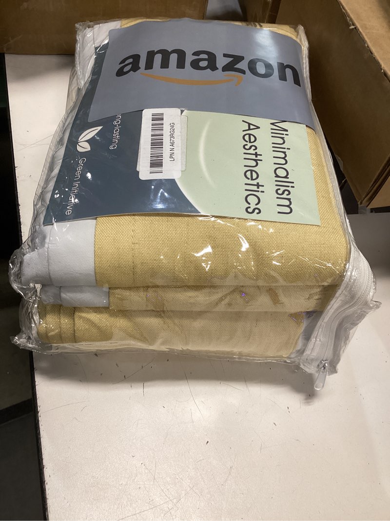 Condition photo showing Good Condition for Guken 100% Blackout Curtains 102 Inch Length 2 Panels Set for Living Room Bedroom Back Tab Thermal Insulated Black Out Linen Drapes Room Darkening Window Curtains Gold Yellow 52x102 Gold Yellow 52"W x 102"L (Pack of 2)