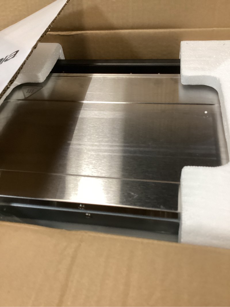 Condition photo showing Good Condition for gourmia toaster oven digital air fryer - convection mode with 4 slice capacity, 3 rack positions, 12 presets, toast, bagel, bake, roast, broil, dehydrate, popcorn, fits 9" pizza, stainless steel large silver