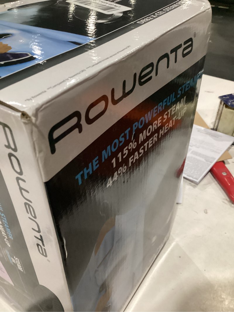 Condition photo showing As Is for rowenta hand steamer for clothes, x-cel handheld steamer, 25-second heat-up, powerful steam, long cord, 1875w clothes steamer, travel must have, dr8220 1875 watts