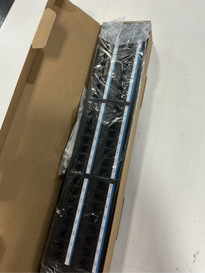 Condition photo showing New/Like New for jadaol [ul listed] 48 port patch panel rackmount or wall mount 19-inch, 2u cat 6 network panel preloaded with 48 keystone couplers plus 2 spare, 10gbps ethernet panel with cable management & back bar cat6 48port
