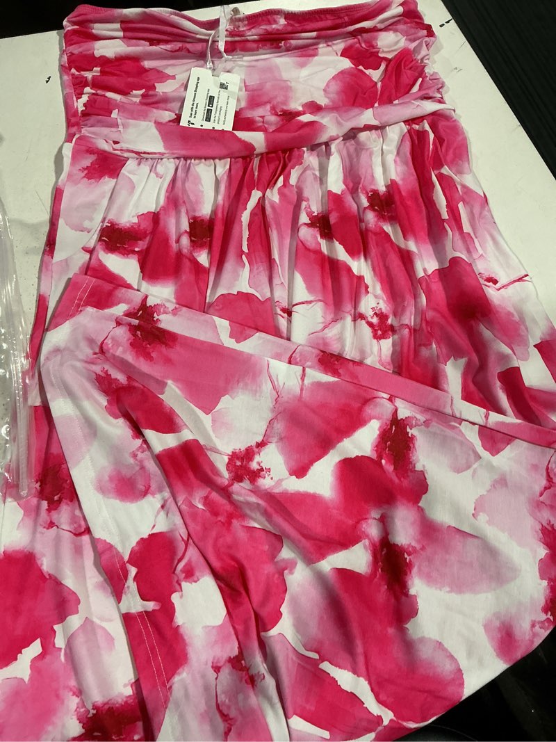 Condition photo showing Good Condition for grace karin women strapless dress casual loose ruched long maxi dress with pockets x-large pink flower