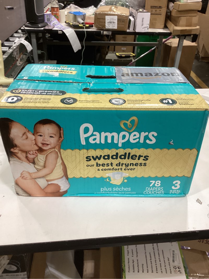 Condition photo showing New/Like New for Pampers Swaddlers Diapers, Size 3 (13-26 lbs), 168 Count, Absorbent, Keeps Baby Dry and Comfortable, Skin Safe Disposable Baby Diaper Size 3 168