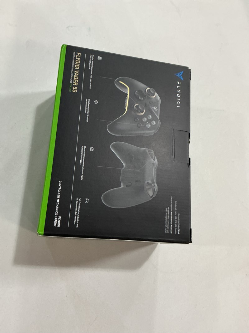 Condition photo showing New/Like New for flydigi vader 5s wired controller for xbox series x|s, xbox one, windows 10/11, forceflex adjustable tension joysticks, forceswitch triggers, 6 remappable buttons, 3.5mm audio jack