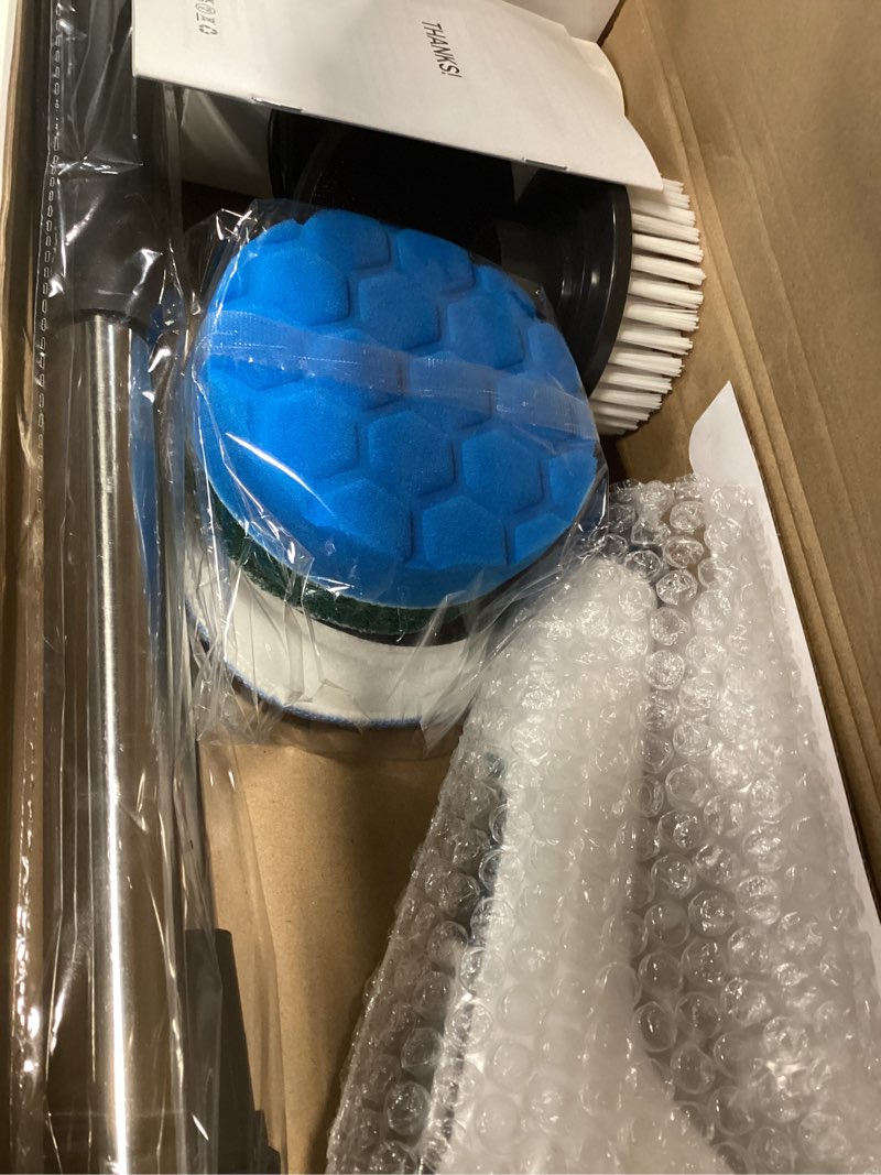 Condition photo showing Good Condition for electric spin scrubber - cordless bathroom scrubber with 7 brush heads - dual speed ipx7 waterproof power scrubber for heavy-duty bathtub, glass, tile, and car cleaning (white)