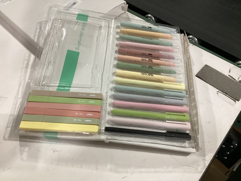Condition photo showing As Is for mr. pen- bible journaling kit, bible highlighters and pens no bleed, bible highlighter, transparent sticky notes, bible tabs, magnetic bookmarks, aesthetic highlighters