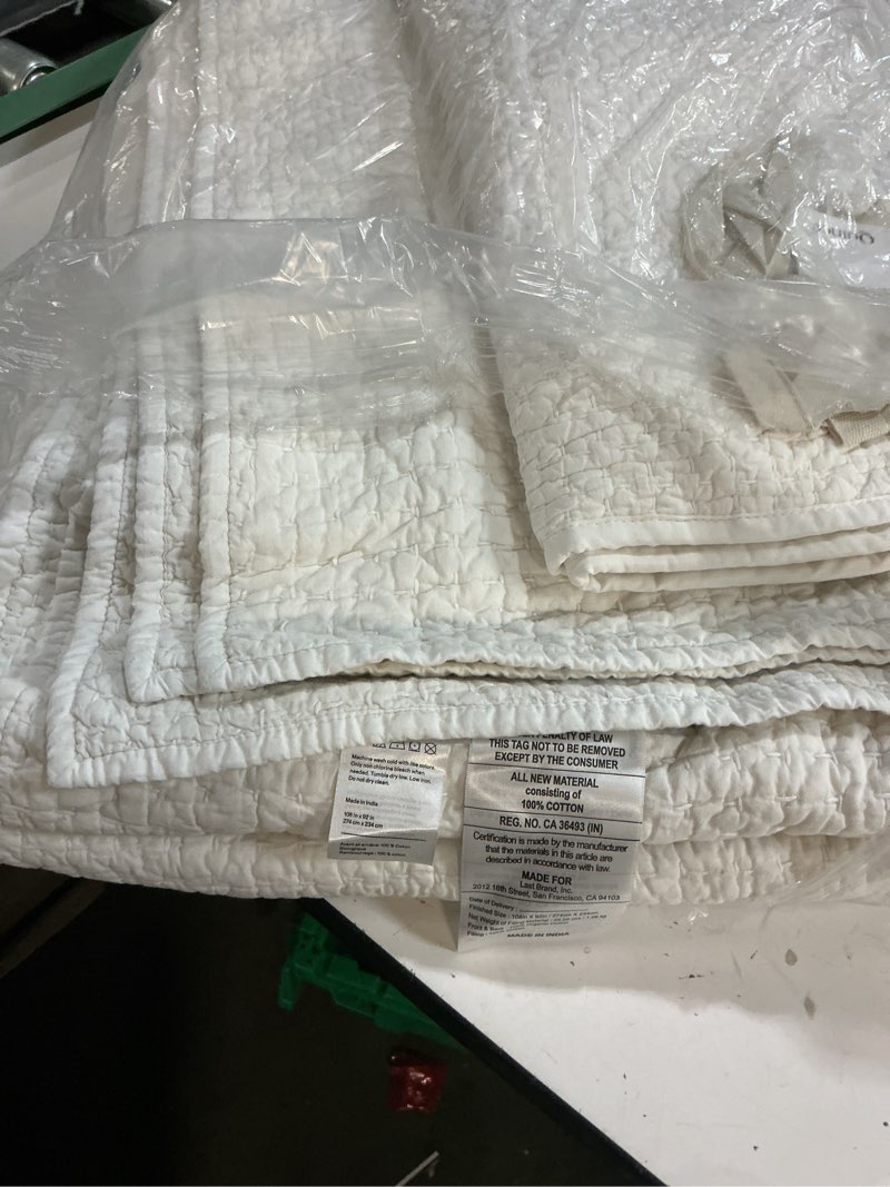 Condition photo showing Good Condition for quince european linen cotton stitch quilt set (108”*92”inch )