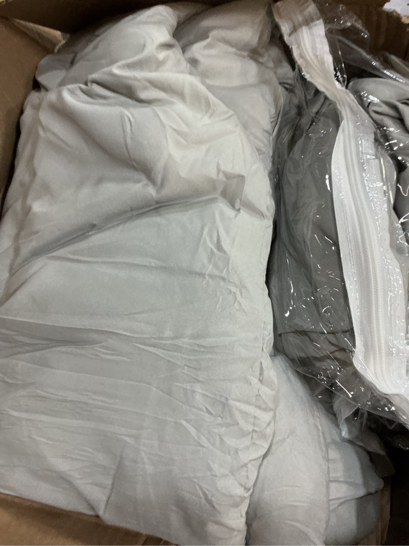 Condition photo showing Good Condition for cozylux queen comforter set light grey - bed in a bag queen size 7 pieces, luxury soft bed set for all seasons, bedding set with down alternative comforter, sheets, pillowcases & shams light grey queen