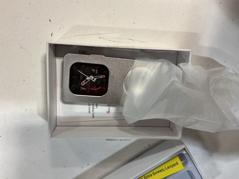 Condition photo showing Good Condition for aluminum alloy case for apple watch 49mm 44mm 45 46 42 40 41mm-turn your apple watch into a smartphone,retro ipod style metal protective cover with click wheel (silver, 42mm - series 11/10) silver 42mm - series 11/10
