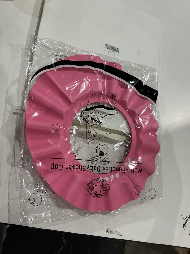 Condition photo showing Good Condition for safe shampoo shower bathing protection bath cap soft adjustable visor hat for toddler, baby, kids, children (pink)
