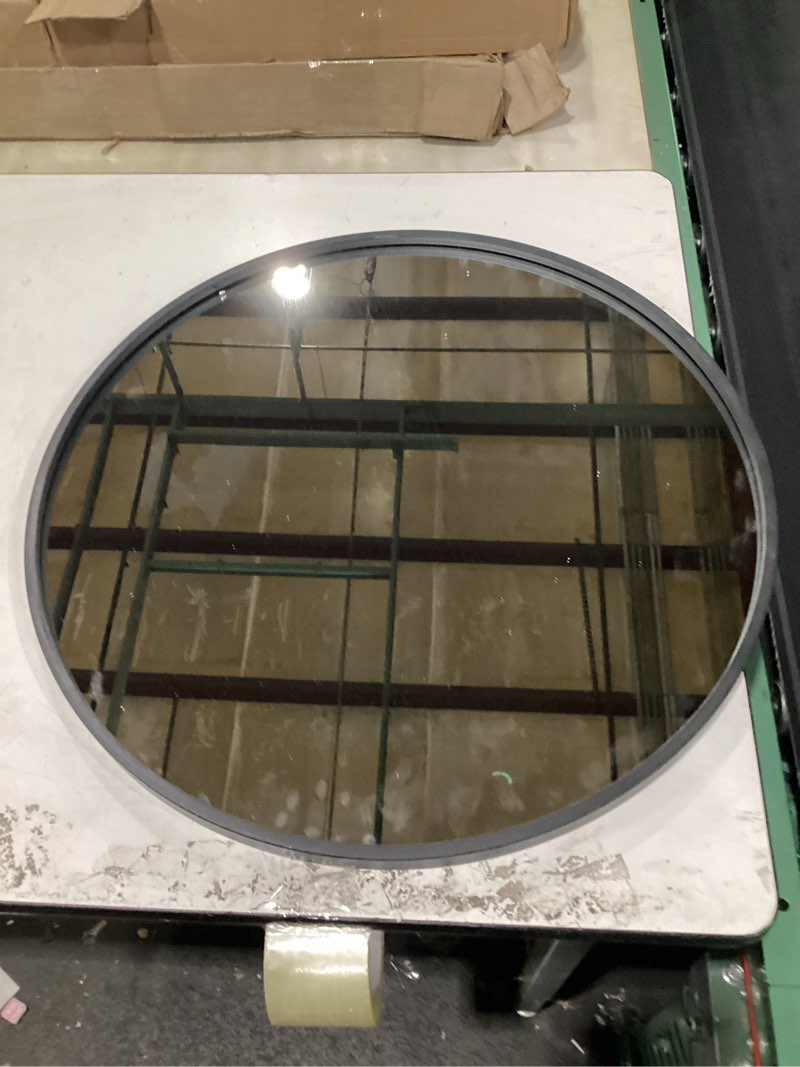 Condition photo showing As Is for ushower black round mirror for over sink 24-inch, circle bathroom mirror, metal frame vanity mirror, modern wall mirror for entryway living room black 24"l x 24"w