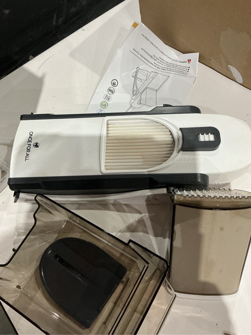 Condition photo showing Good Condition for once for all safe mandoline slicer for kitchen, professional vegetable slicer for food potato slices, thickness adjustable 0.1-8 mm kitchen artifact fast meal prep gray