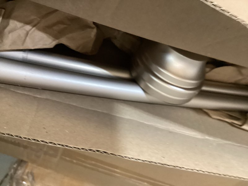 Condition photo showing As Is for rubbermaid curved shower curtain rod, no drill, 50-72 inches adjustable tension shower rod for bathroom, non-slip, no rust, nickel